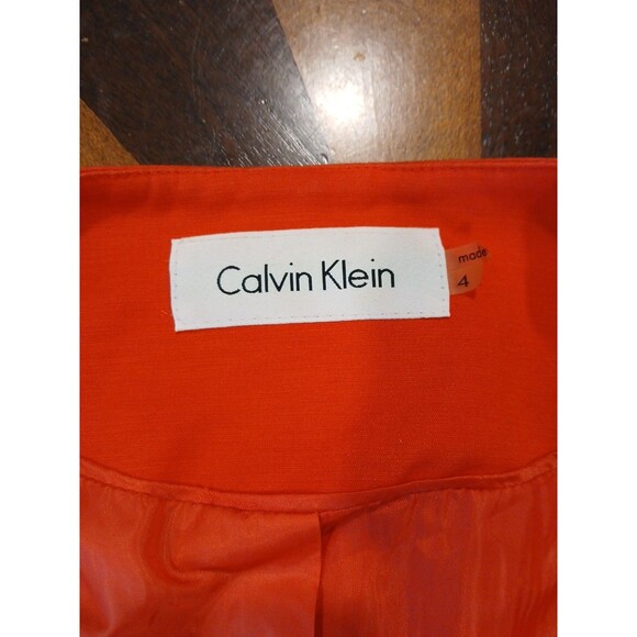 Calvin Klein Womens 4 Red Orange Full Zip Pockets Back Peplum Jacket Bust: 34" - Picture 6 of 9